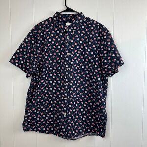 ROWM Mens XL Sushi Print Button‎ Down Short Sleeve Shirt Novelty Foodie